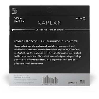 D'Addario Kaplan Vivo Viola String Set – Short Scale – Medium Tension