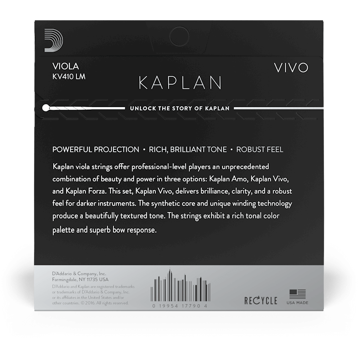D'Addario Kaplan Vivo Viola A String – Long Scale – Medium Tension