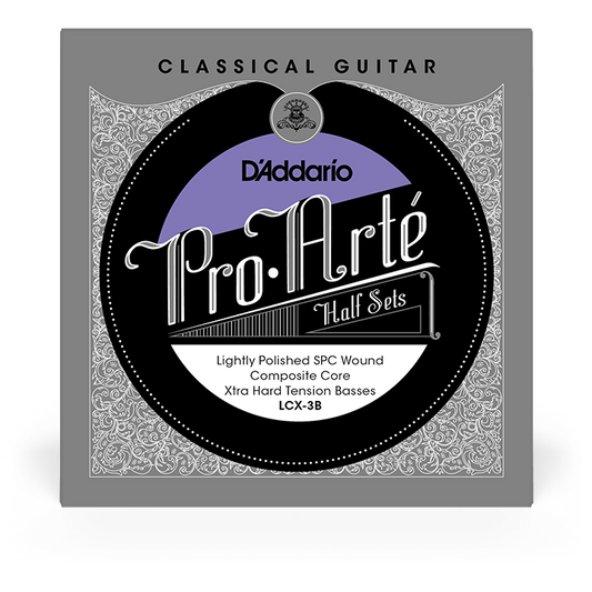 D'Addario Pro-Arte Lightly Polished Silver-Plated Copper on Composite Core Classical Guitar Strings Half Set – Extra Hard Tension