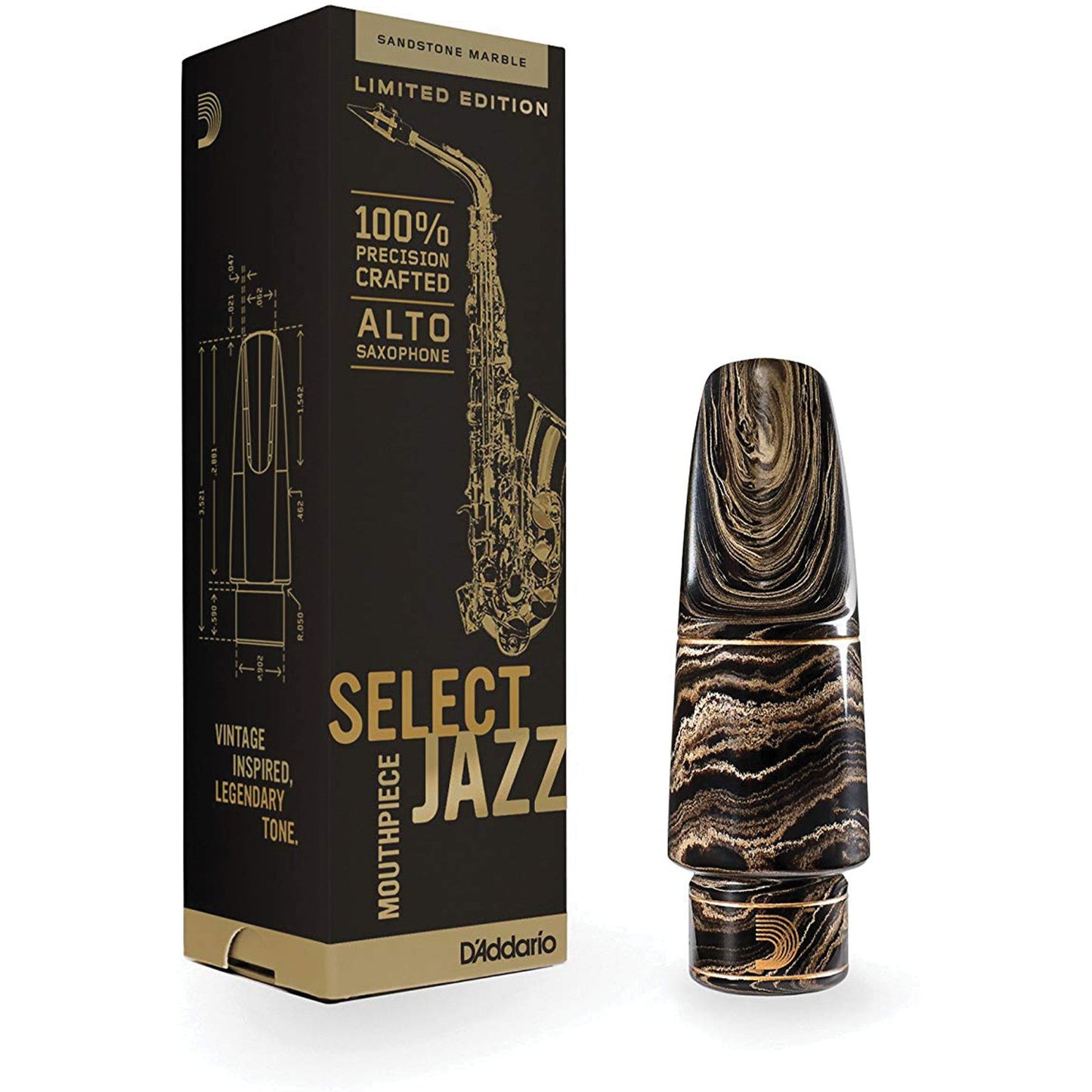 D'Addario Select Jazz Marble Alto Saxophone Mouthpiece, D5M-MB