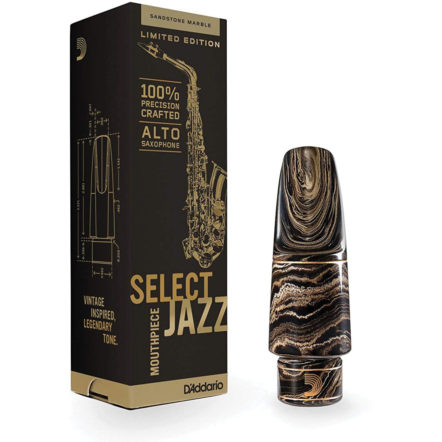 D'Addario Select Jazz Marble Alto Saxophone Mouthpiece, D7M-MB