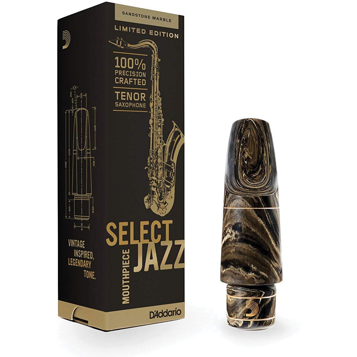 D'Addario Select Jazz Marble Tenor Saxophone Mouthpiece, D8M-MB