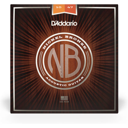 D'Addario NB1047 Nickel Bronze Acoustic Guitar Strings, Extra Light, 10-47