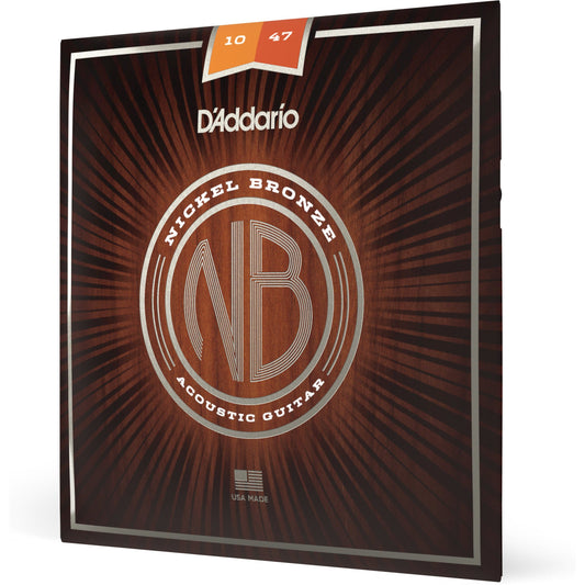 D'Addario NB1047 Nickel Bronze Acoustic Guitar Strings, Extra Light, 10-47