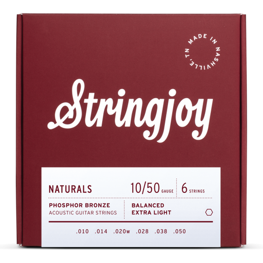 Stringjoy Naturals | Extra Light Gauge (10-50) Phosphor Bronze Acoustic Guitar Strings