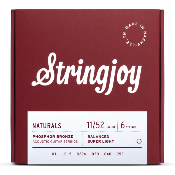 Stringjoy Naturals | Super Light Gauge (11-52) Phosphor Bronze Acoustic Guitar Strings