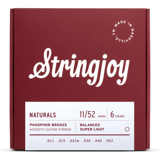 Stringjoy Naturals | Super Light Gauge (11-52) Phosphor Bronze Acoustic Guitar Strings