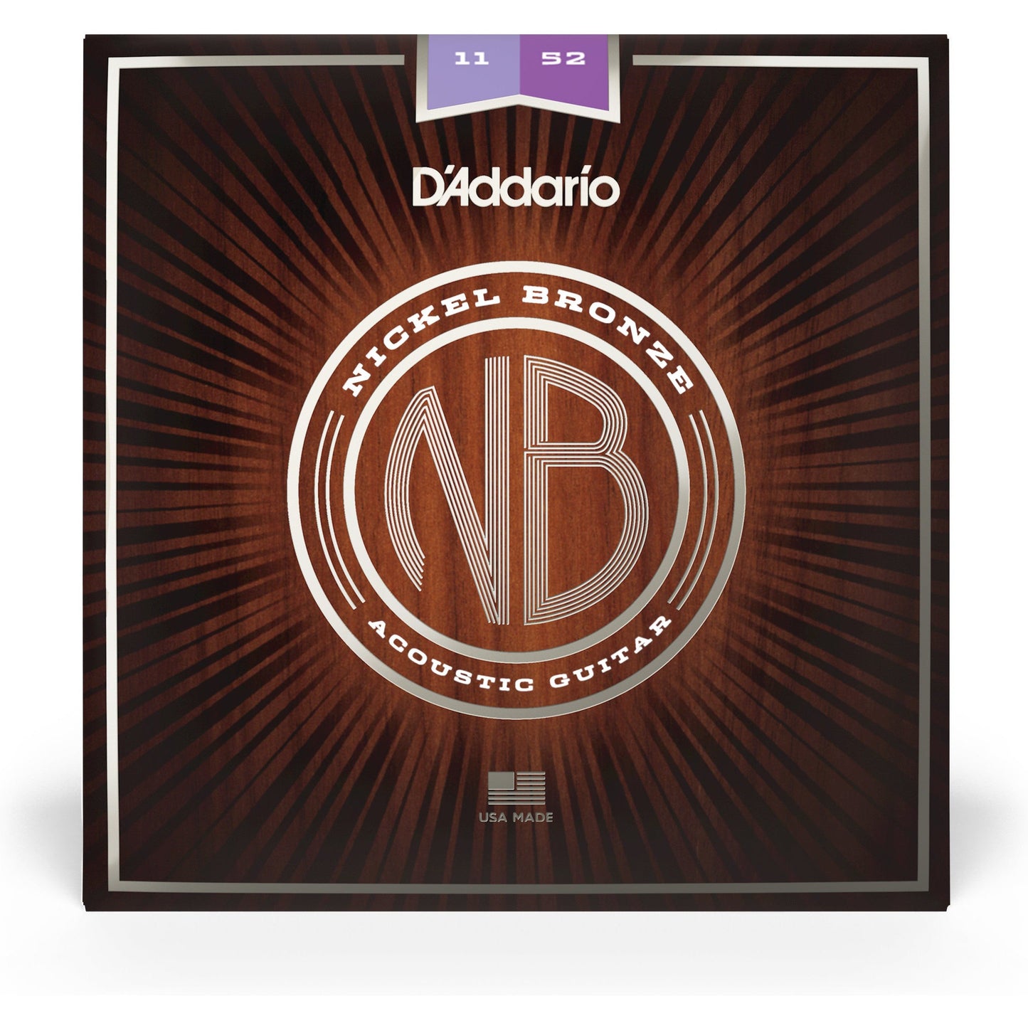 D'Addario NB1152 Nickel Bronze Acoustic Guitar Strings, Custom Light, 11-52