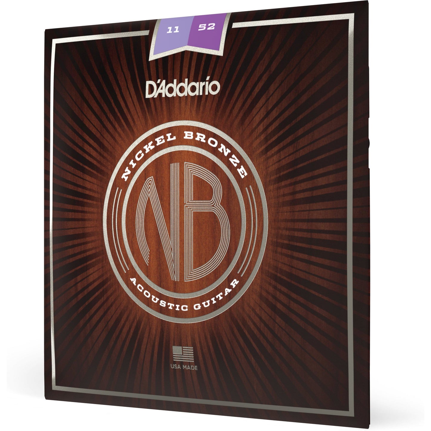 D'Addario NB1152 Nickel Bronze Acoustic Guitar Strings, Custom Light, 11-52