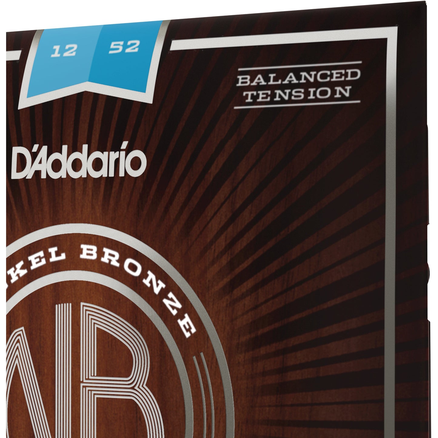 D'Addario NB1252BT Nickel Bronze Acoustic Guitar Strings, Balanced Tension Light, 12-52