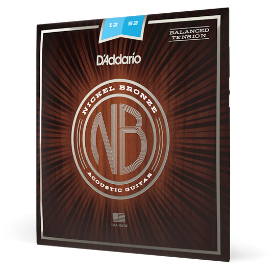 D'Addario Nickel Bronze Acoustic Guitar Strings – Balanced Tension Light – 12-52