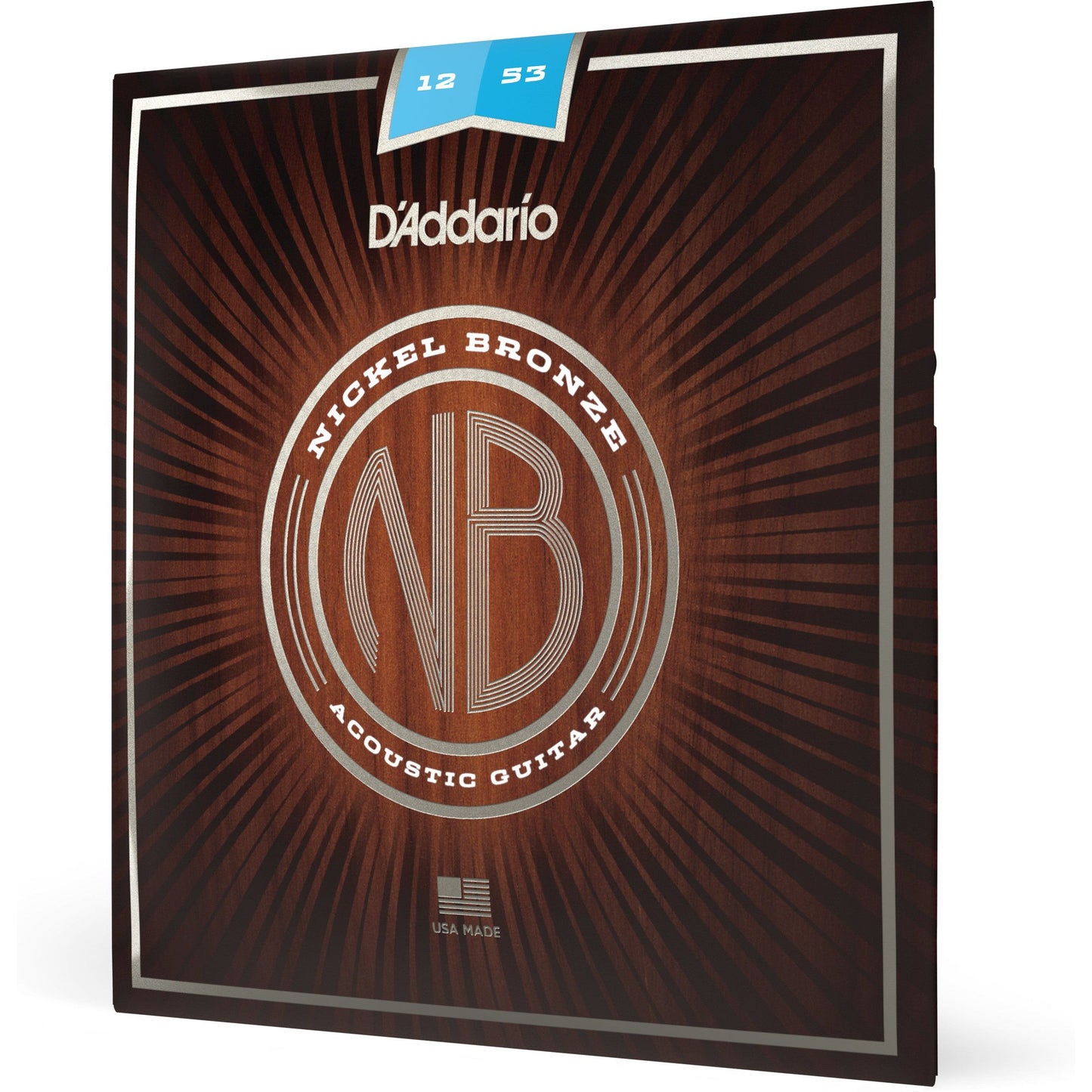 D'Addario NB1253 Nickel Bronze Acoustic Guitar Strings, Light, 12-53