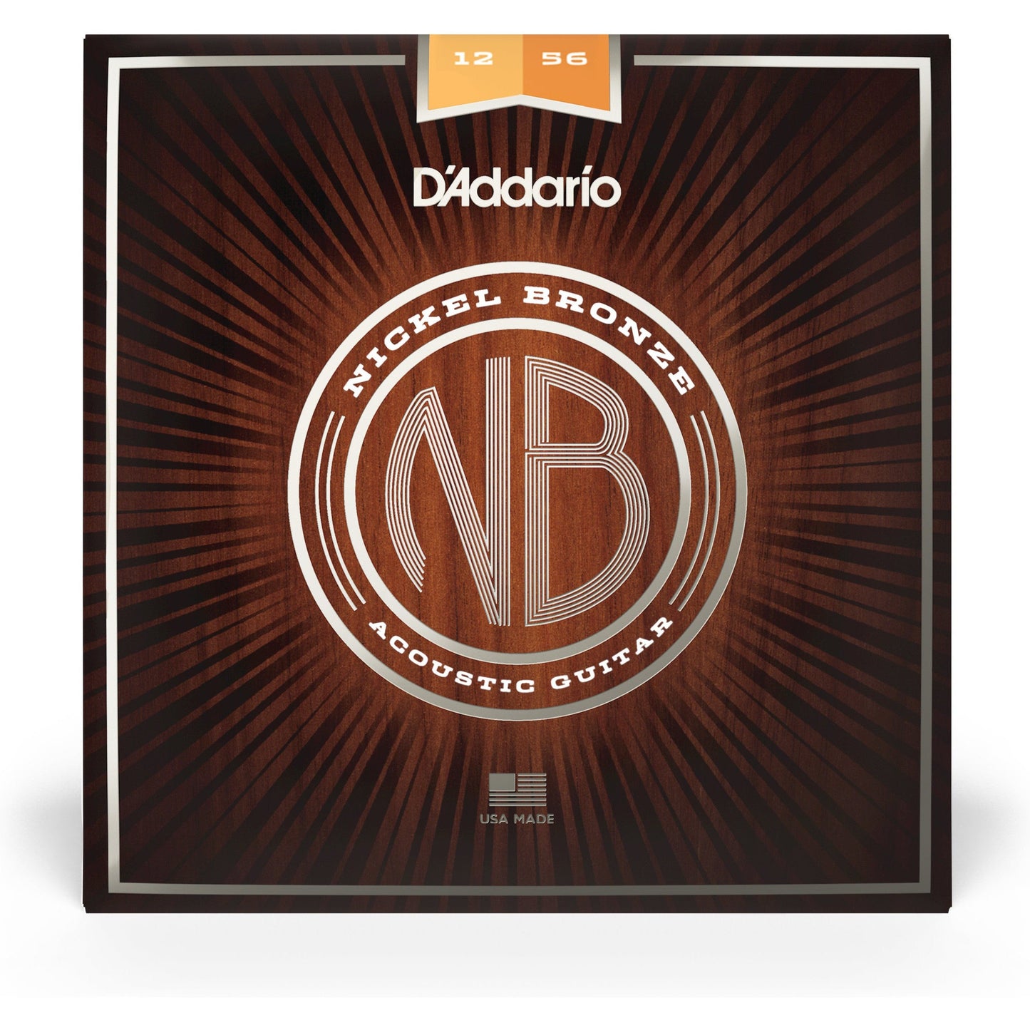 D'Addario NB1253 Nickel Bronze Acoustic Guitar Strings, Light Top / Med Bottom, 12-56