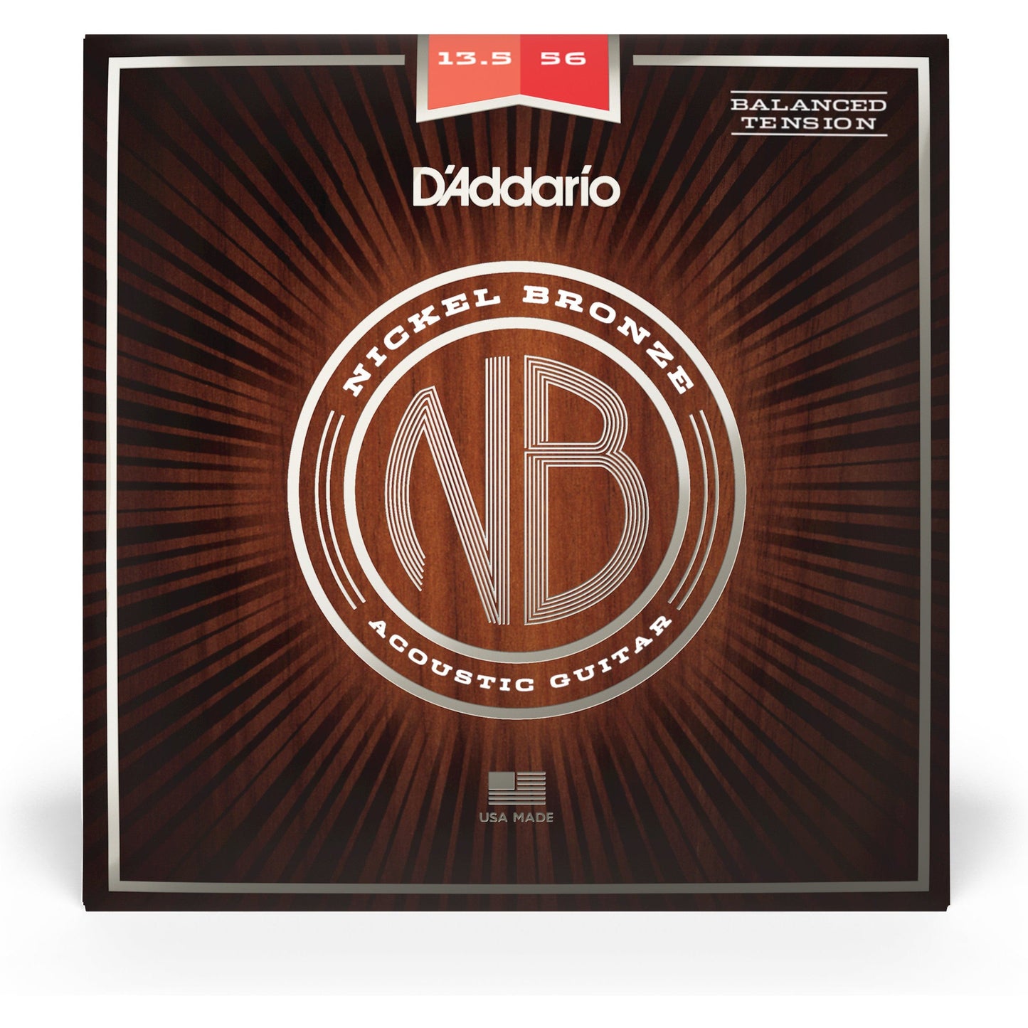 D'Addario NB13556BT Nickel Bronze Acoustic Guitar Strings, Balanced Tension Medium, 13.5-56