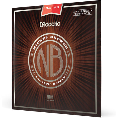 D'Addario NB13556BT Nickel Bronze Acoustic Guitar Strings, Balanced Tension Medium, 13.5-56