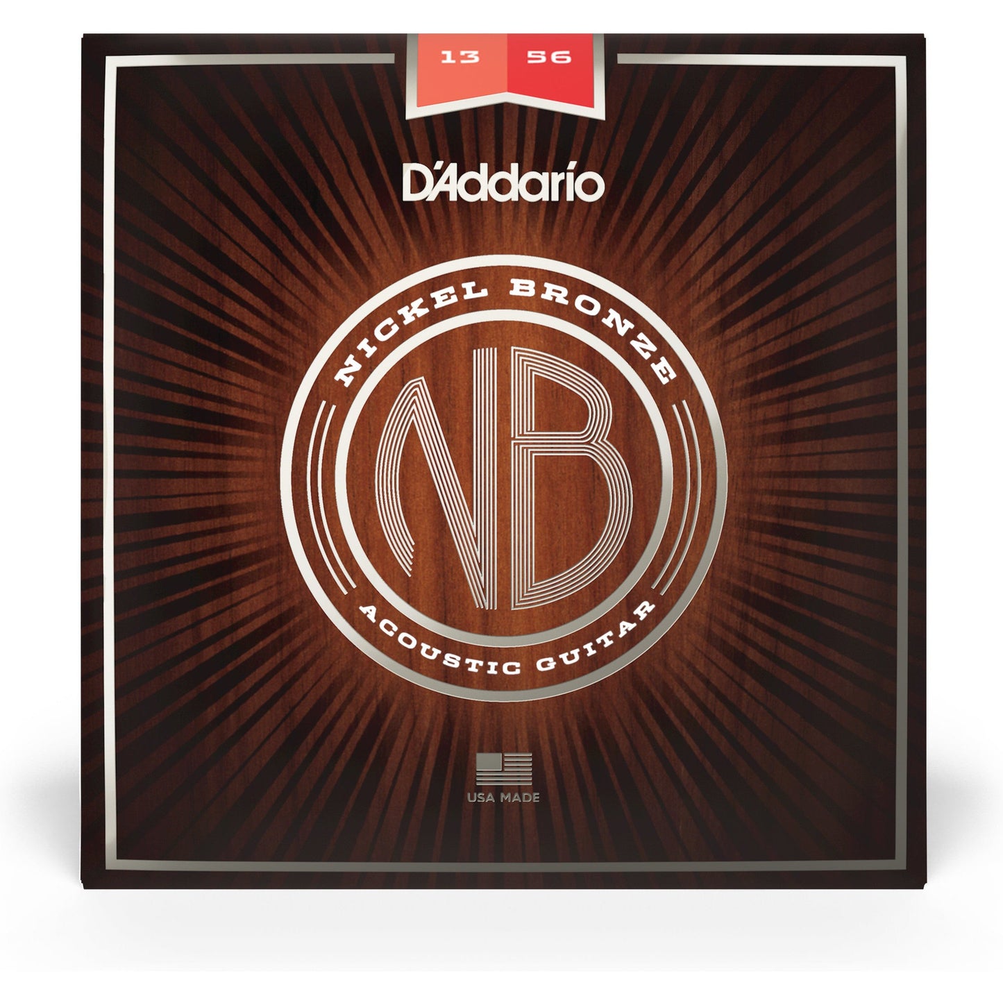 D'Addario NB1356 Nickel Bronze Acoustic Guitar Strings, Medium, 13-56