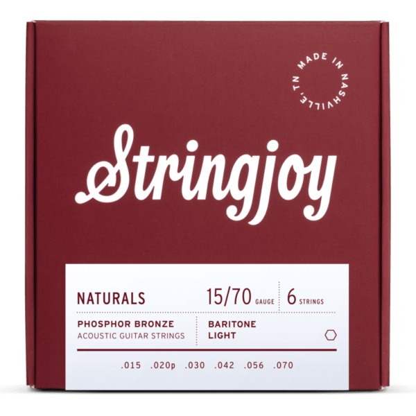 Stringjoy Naturals | Baritone Light Gauge (15-70) Phosphor Bronze Acoustic Guitar Strings