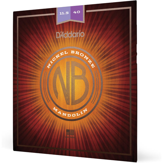 D'Addario NBM11540 Nickel Bronze Mandolin Set, Custom Medium, 11.5-40