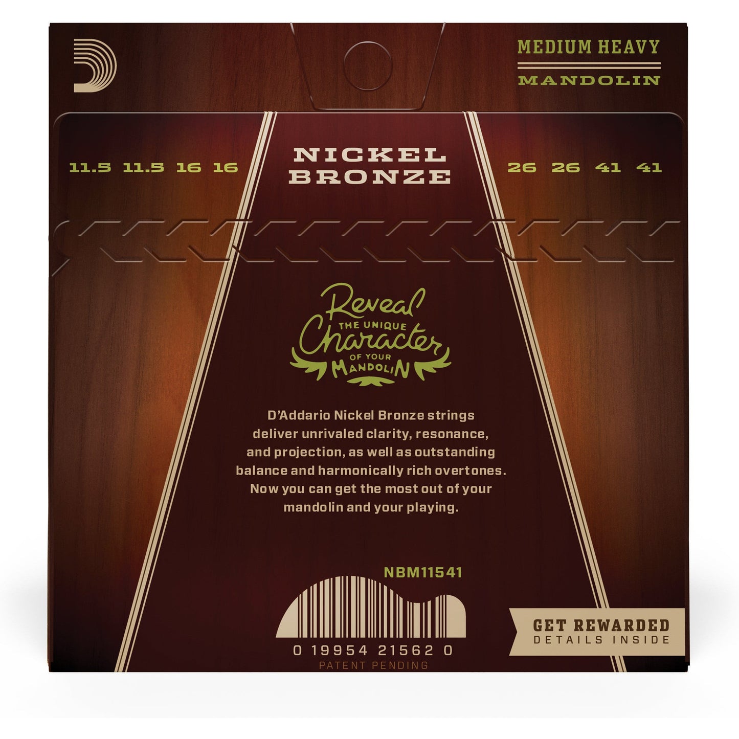 D'Addario NBM11541 Nickel Bronze Mandolin Set, Med-Hvy, 11.5-41