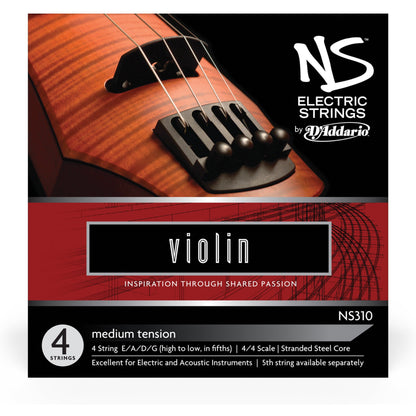 D'Addario NS Electric Violin String Set, 4/4 Scale, Medium Tension