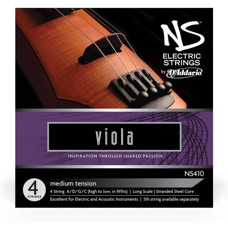 D'Addario NS Electric Viola String Set, Long Scale, Medium Tension