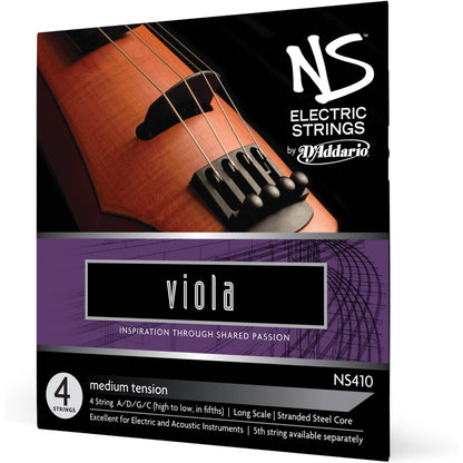 D'Addario NS Electric Viola String Set, Long Scale, Medium Tension