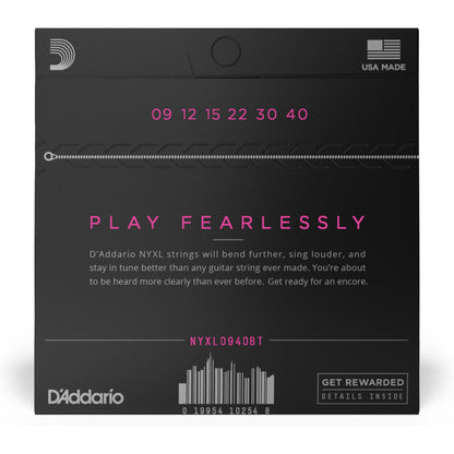 D'Addario NYXL0940BT Nickel Wound Electric Guitar Strings, Balanced Tension Super Light, 09-40