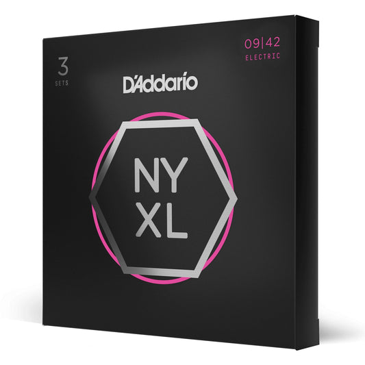 D'Addario NYXL0942-3P Nickel Wound Electric Guitar Strings, Super Light, 9-42, 3 Sets