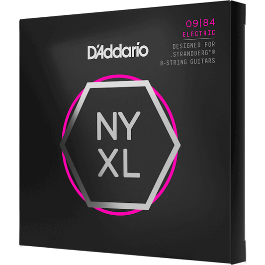 D'Addario NYXL Nickel Wound Electric Guitar Strings – 8 String (Strandberg) – Super Light – 9-84
