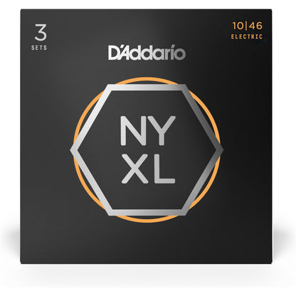 D'Addario NYXL1046-3P Nickel Wound Electric Guitar Strings, Regular Light, 10-46, 3 Sets