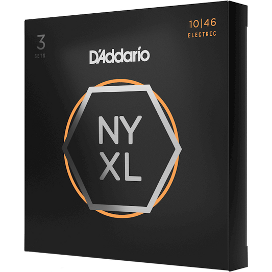 D'Addario NYXL Nickel Wound Electric Guitar Strings – Regular Light – 10-46 (3 Pack)