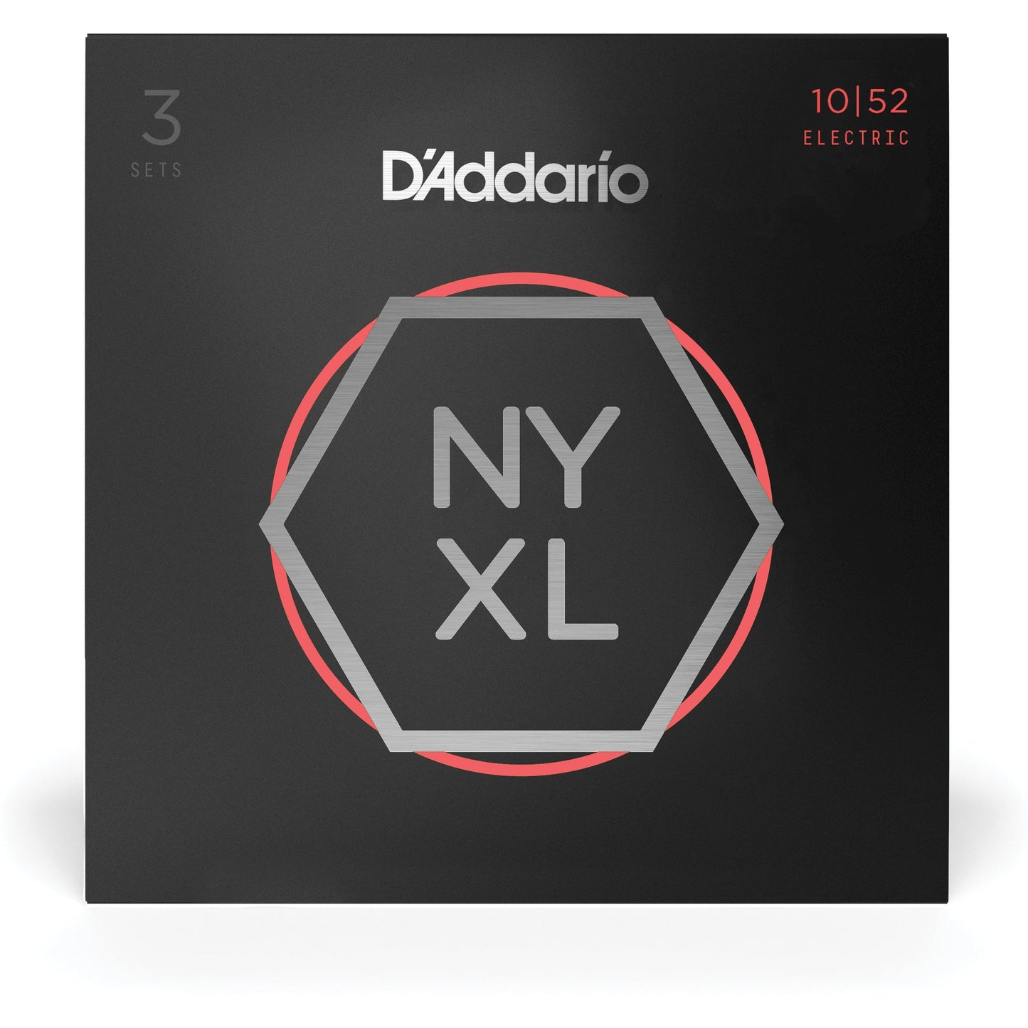 D'Addario NYXL1052-3P Nickel Wound Electric Guitar Strings, Light Top / Heavy Bottom, 10-52, 3 Sets