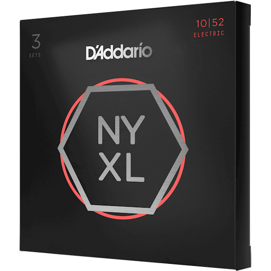 D'Addario NYXL Nickel Wound Electric Guitar Strings – Light Top/Heavy Bottom – 10-52 (3 Pack)