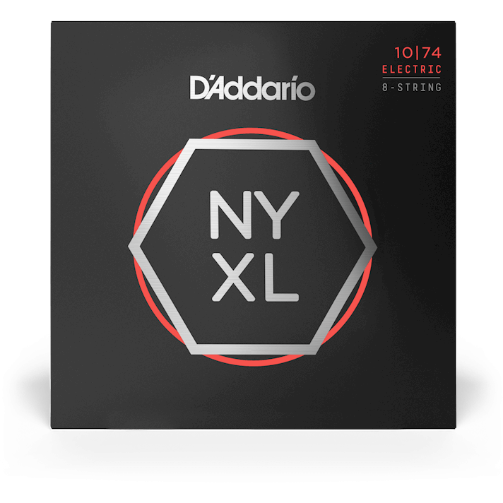 D'Addario NYXL Nickel Wound Electric Guitar Strings – 8 String – Light Top/Heavy Bottom – 10-74