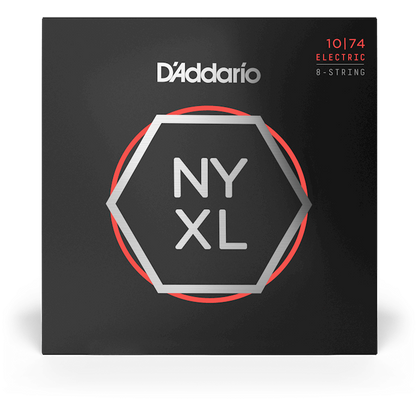 D'Addario NYXL Nickel Wound Electric Guitar Strings – 8 String – Light Top/Heavy Bottom – 10-74