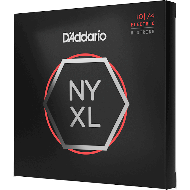 D'Addario NYXL Nickel Wound Electric Guitar Strings – 8 String – Light Top/Heavy Bottom – 10-74