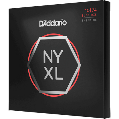 D'Addario NYXL Nickel Wound Electric Guitar Strings – 8 String – Light Top/Heavy Bottom – 10-74