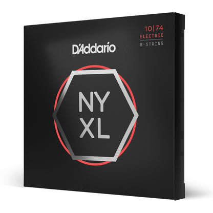 D'Addario NYXL1074 Nickel Wound 8-String Electric Guitar Strings, Light Top / Heavy Bottom, 10-74