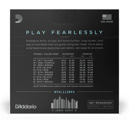 D'Addario NYXL1138PS Nickel Wound E9 Pedal Steel Guitar Strings, Regular Light, 11-38