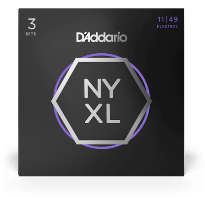 D'Addario NYXL Nickel Wound Electric Guitar Strings – Medium – 11-49 (3 Pack)