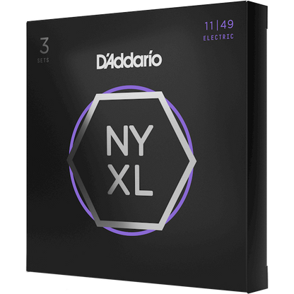 D'Addario NYXL Nickel Wound Electric Guitar Strings – Medium – 11-49 (3 Pack)