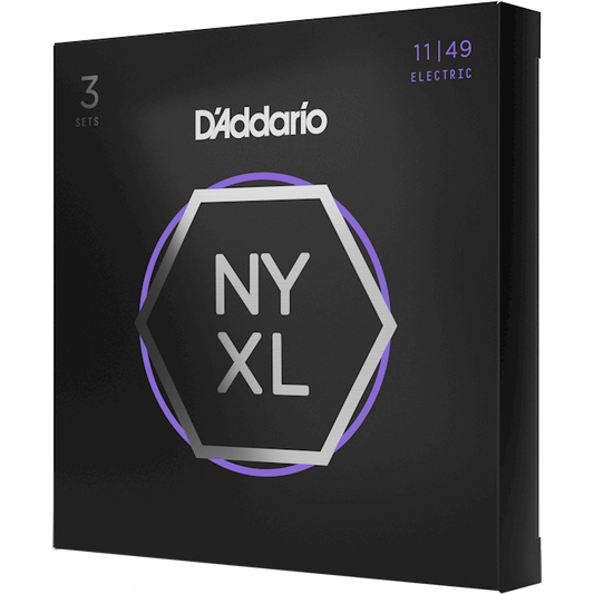 D'Addario NYXL Nickel Wound Electric Guitar Strings – Medium – 11-49 (3 Pack)