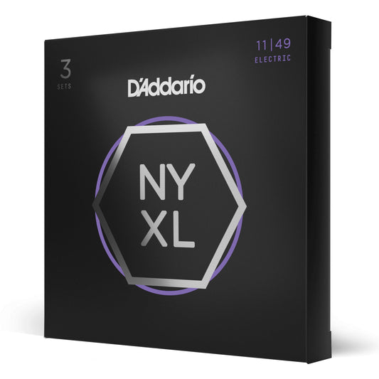 D'Addario NYXL1149-3P Nickel Wound Electric Guitar Strings, Medium, 11-49, 3 Sets