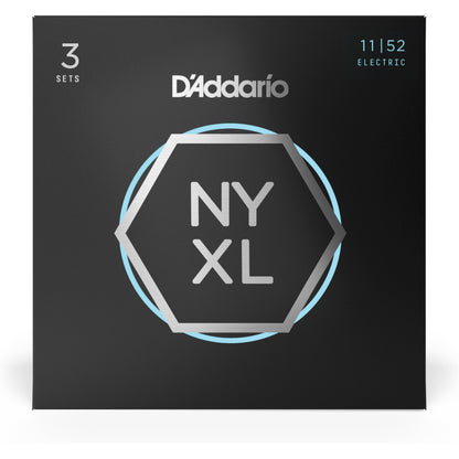 D'Addario NYXL1152 Nickel Wound Electric Guitar Strings, Medium Top / Heavy Bottom, 11-52, 3 Sets