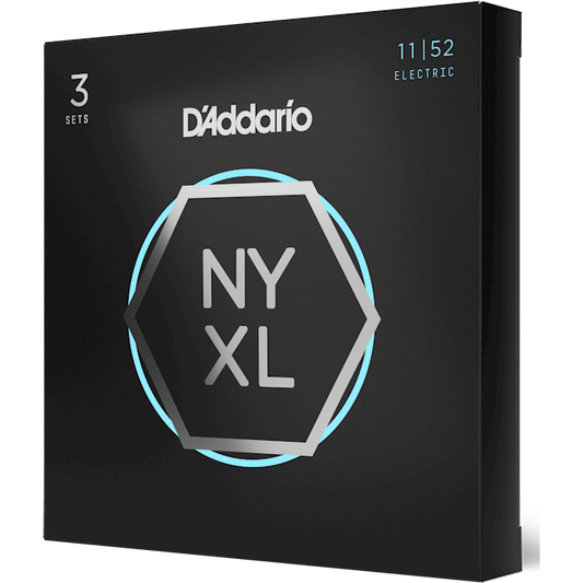 D'Addario NYXL Nickel Wound Electric Guitar Strings – Medium Top/Heavy Bottom – 11-52 (3 Pack)