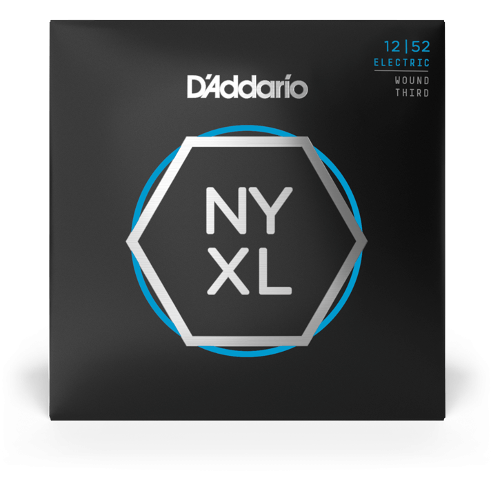 D'Addario NYXL Nickel Wound Electric Guitar Strings – Wound 3rd – Light – 12-52