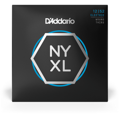 D'Addario NYXL Nickel Wound Electric Guitar Strings – Wound 3rd – Light – 12-52