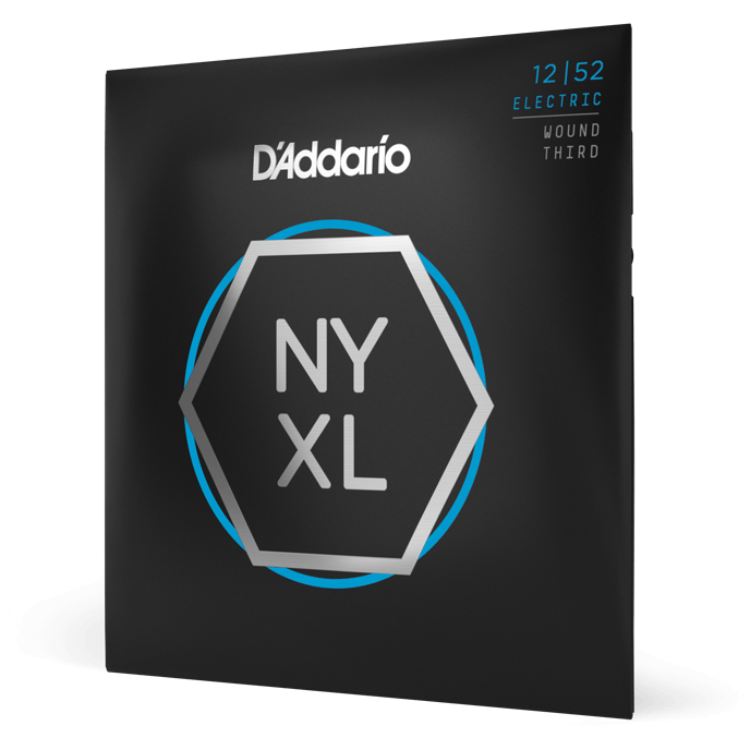 D'Addario NYXL Nickel Wound Electric Guitar Strings – Wound 3rd – Light – 12-52