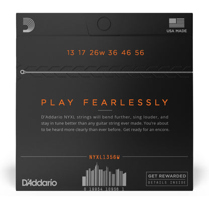 D'Addario NYXL1356W Nickel Wound Electric Guitar Strings, Medium Wound 3rd, 13-56