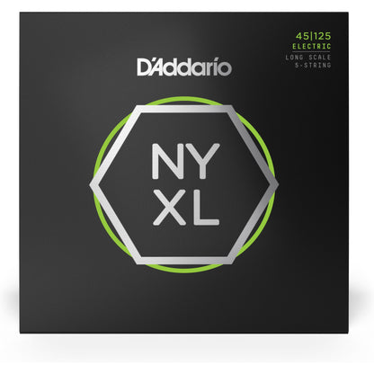 D'Addario NYXL45125 Nickel Wound Bass Guitar Strings, 5-String Lt Top / Med Btm, 45-125, Long Scale